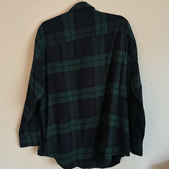 Green and Blue plaid boyfriend fir button up shirt - Picture 3 of 3
